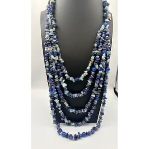 Sterling Silver Sodalite 5 Strand Necklace 21"-32"